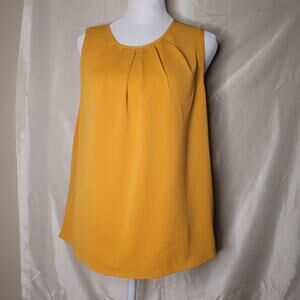 Shein Mustard Yellow Pleated Sleeveless Blouse - Medium